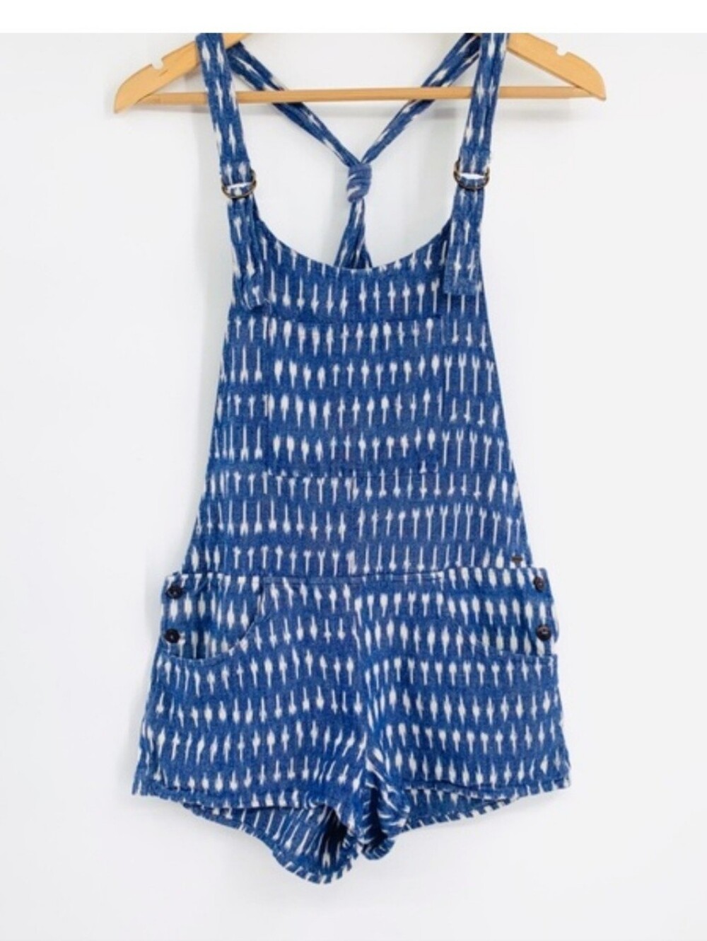 O'Neill Blue & White Patterned Short Overalls